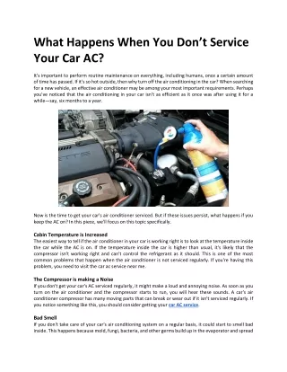 What Happens When You Don’t Service Your Car AC?