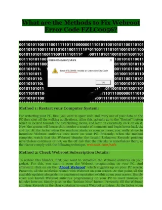 what are the methods to fix webroot error code