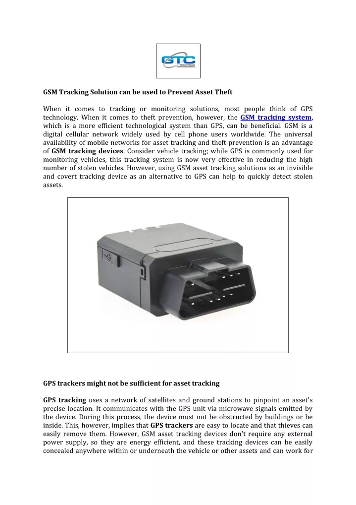 gsm tracking solution can be used to prevent