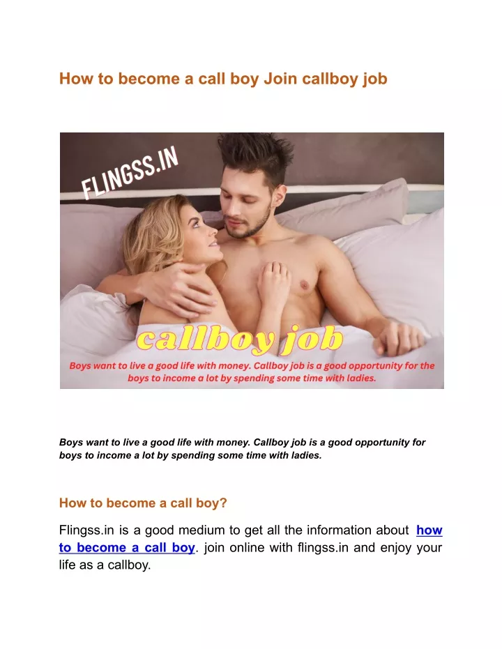 how to become a call boy join callboy job