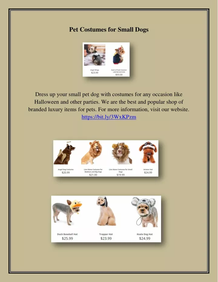 pet costumes for small dogs