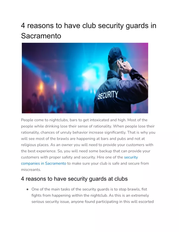 4 reasons to have club security guards