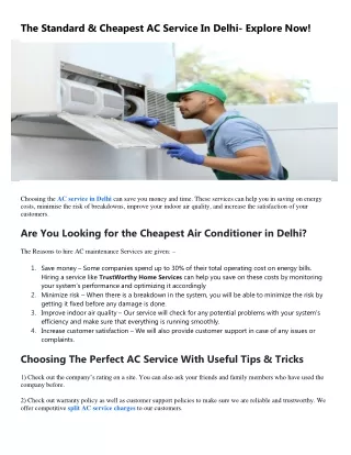 the standard cheapest ac service in delhi explore