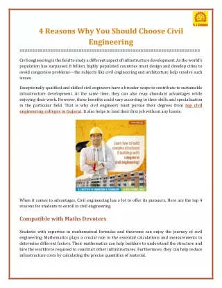 4 Reasons Why You Should Choose Civil Engineering