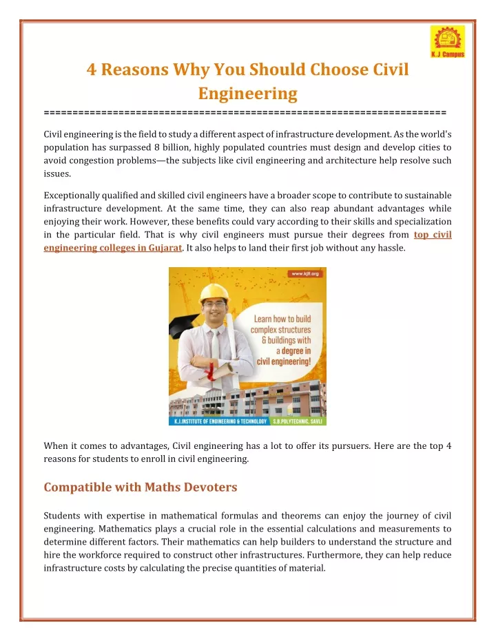 4 reasons why you should choose civil engineering