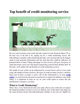 top benefit of credit monitoring service