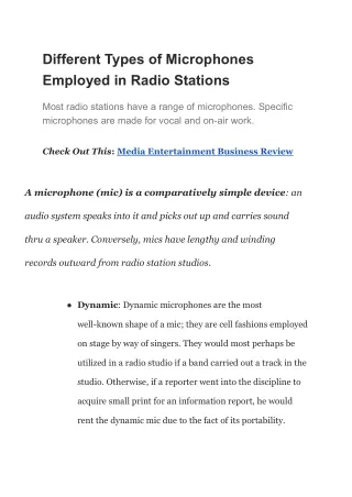 Different Types of Microphones Employed in Radio Stations