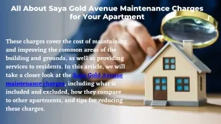 All About Saya Gold Avenue Maintenance Charges for Your Apartment