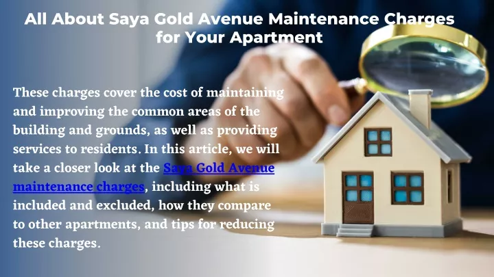 all about saya gold avenue maintenance charges