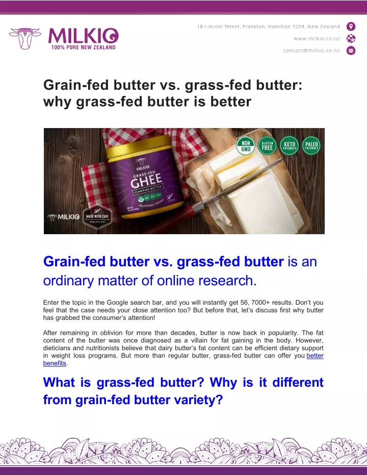 grain fed butter vs grass why grass fed butter