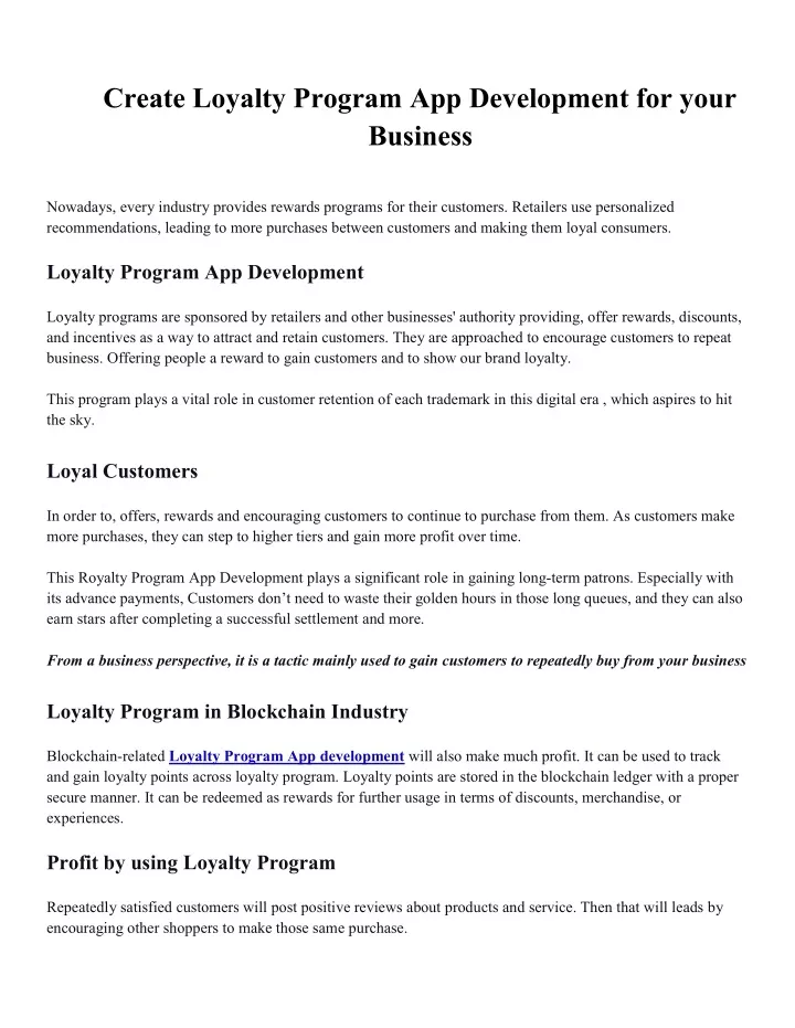 create loyalty program app development for your