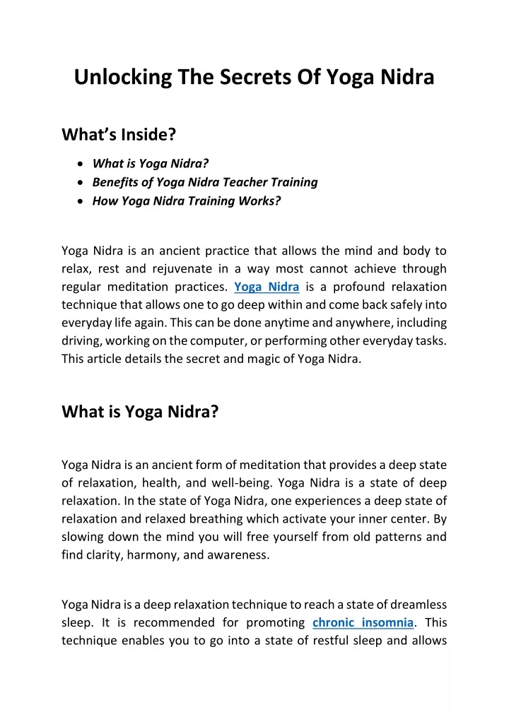 unlocking the secrets of yoga nidra