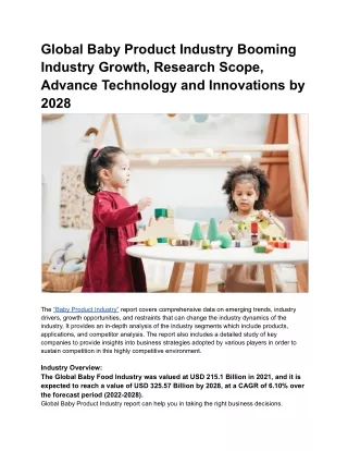 global baby product industry booming industry