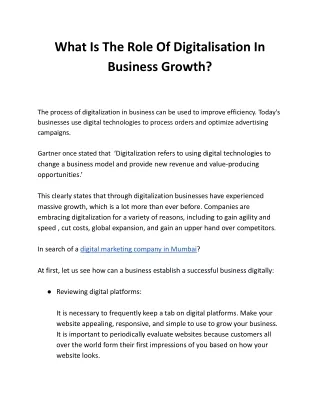 What Is The Role Of Digitalization In Business Growth