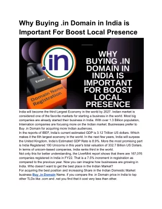 why buying in domain in india is important