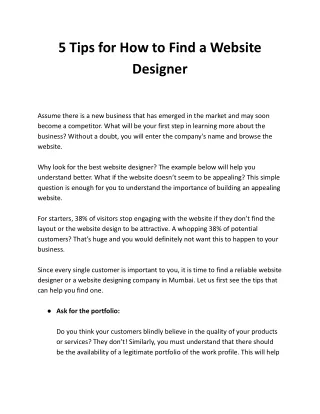 5 Tips for How to Find a Website Designer