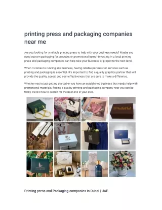 printing press and packaging compamies