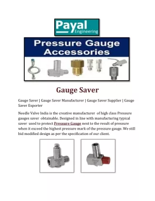 Gauge Saver payal