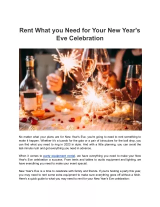 Rent What you Need for Your New Year's Eve Celebration