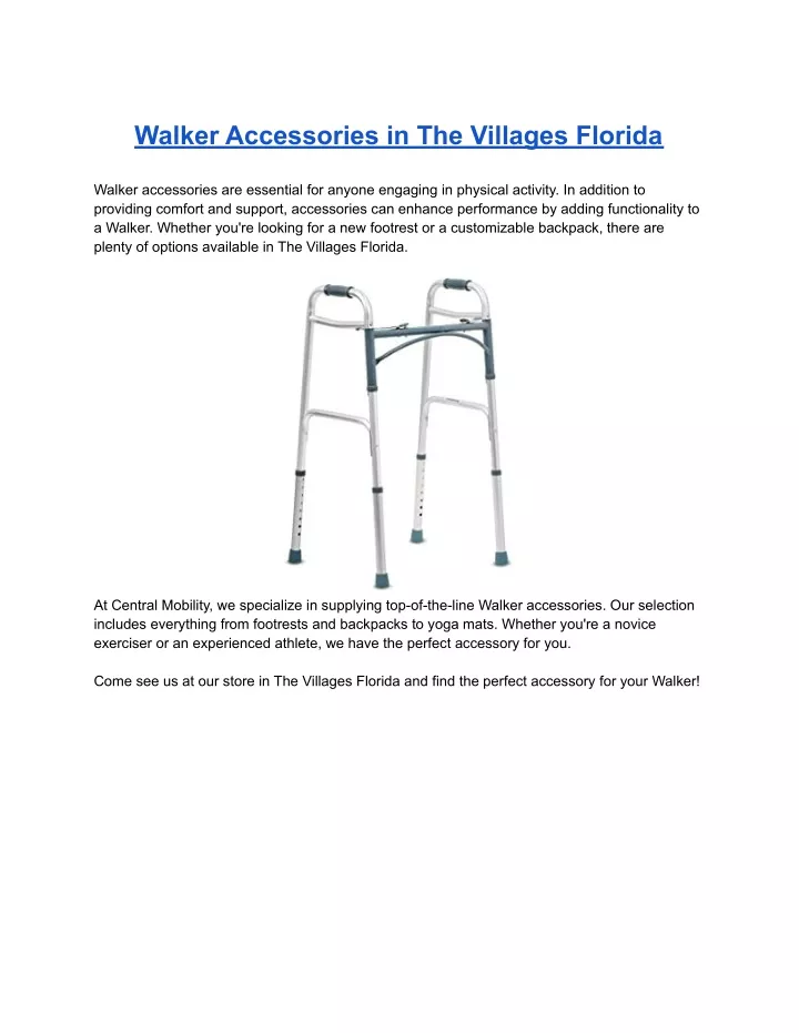 walker accessories in the villages florida