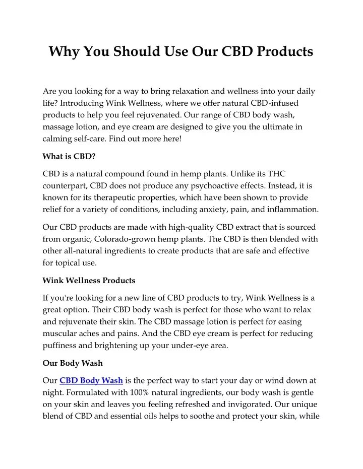 why you should use our cbd products