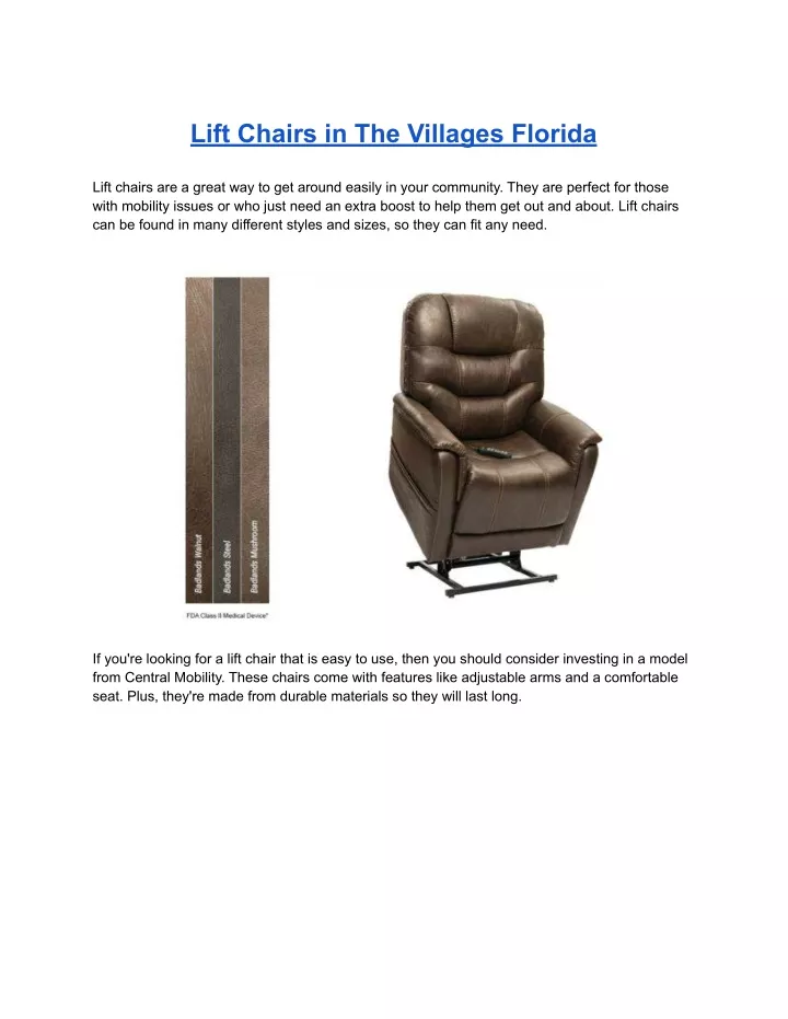 lift chairs in the villages florida