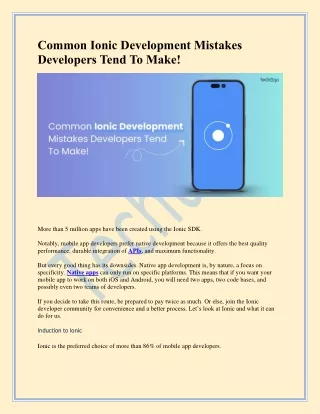 common ionic development mistakes developers tend