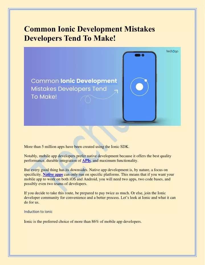 common ionic development mistakes developers tend