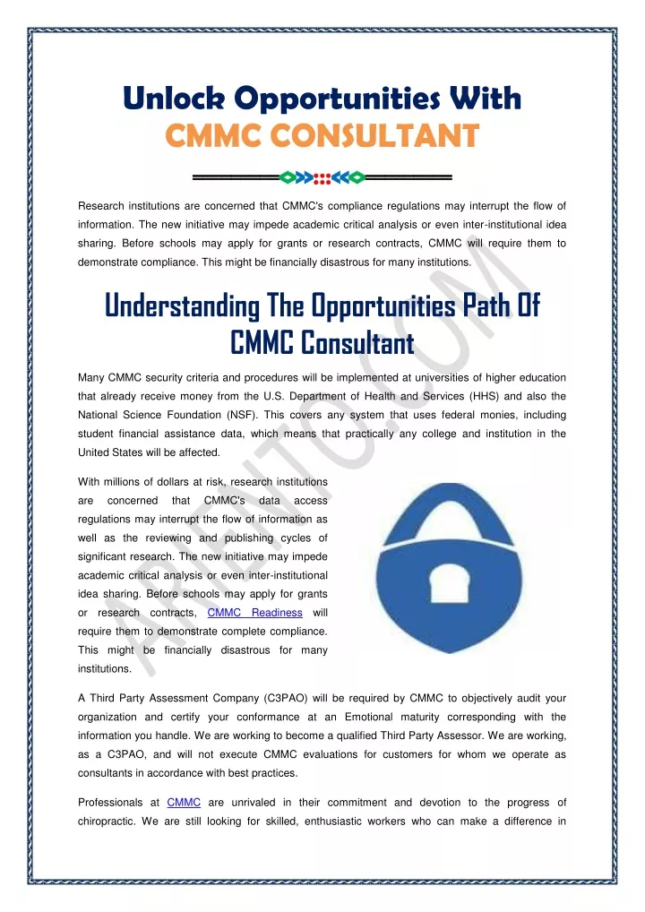 unlock opportunities with cmmc consultant