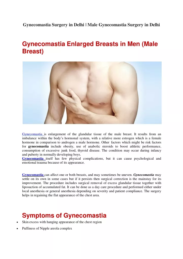 gynecomastia surgery in delhi male gynecomastia