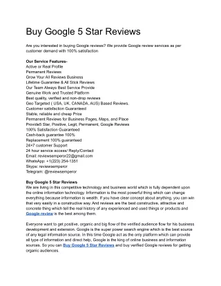 Buy Google 5 Star Reviews