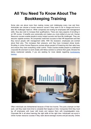 All You Need To Know About The Bookkeeping Training