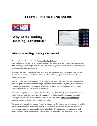 Learn Forex Trading Online