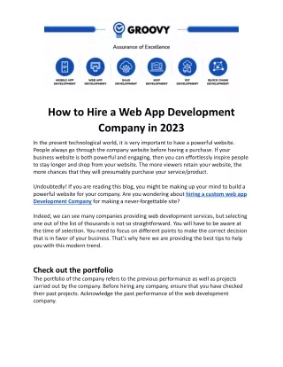 How to Hire a Web App Development Company in 2023