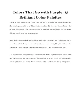 colors that go with purple 15 brilliant color