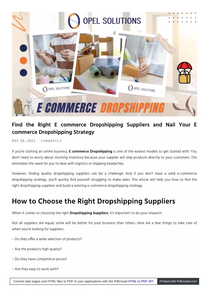 find the right e commerce dropshipping suppliers