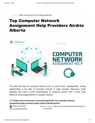 Top Computer Network Assignment Help Providers Airdrie Alberta