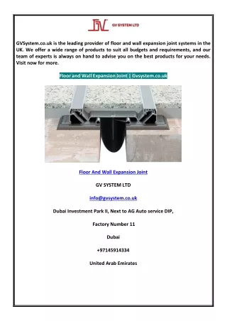 Floor And Wall Expansion Joint