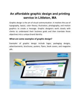 An affordable graphic design and printing service in Littleton, MA