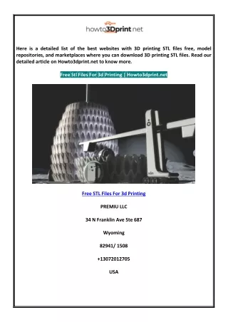 Free STL Files For 3d Printing