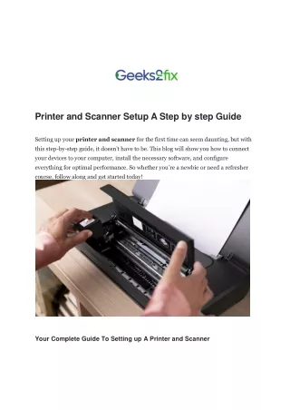 Printer and Scanner Setup A Step by step Guide