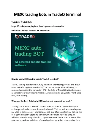 MEXC trading bots in TradeQ terminal