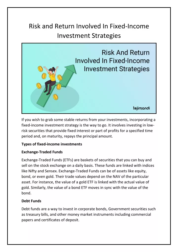 risk and return involved in fixed income