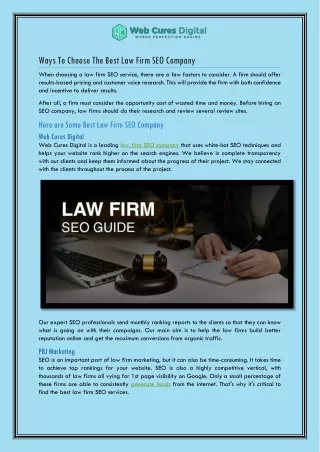 Ways To Choose The Best Law Firm SEO Company