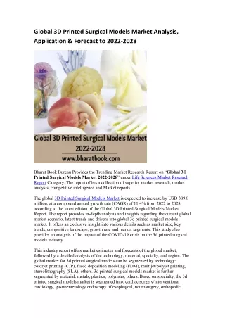 global 3d printed surgical models market analysis