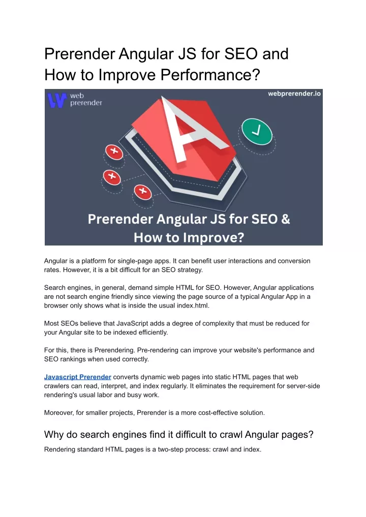 prerender angular js for seo and how to improve