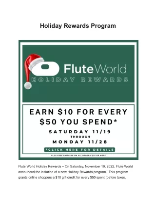 Holiday Rewards Program
