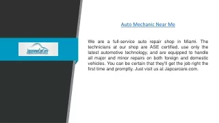 Auto Mechanic Near Me | Japcarcare.com