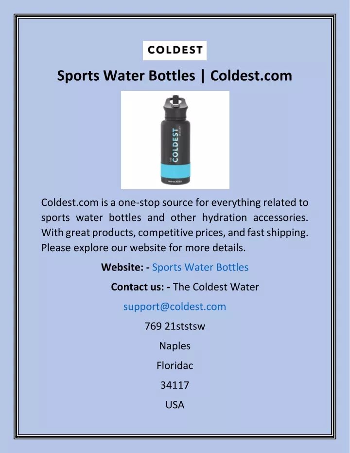 sports water bottles coldest com