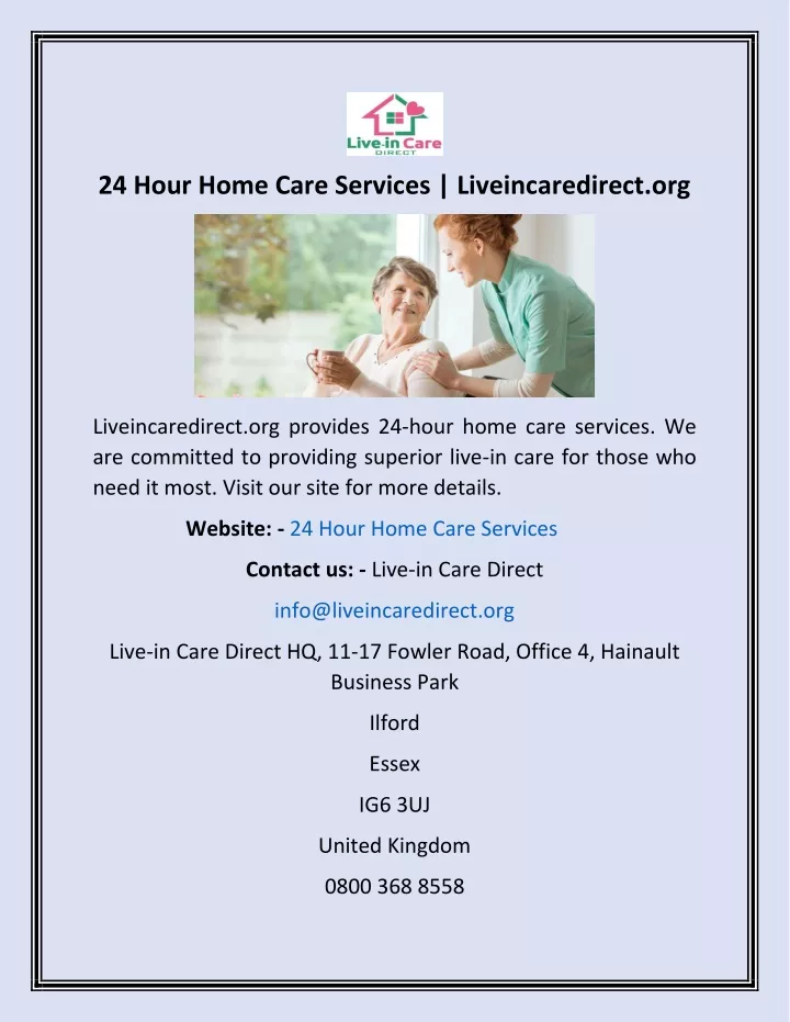 24 hour home care services liveincaredirect org